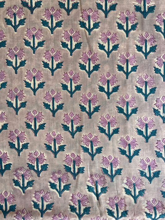 cotton fabric |  chai, dusty pink & teal small buds